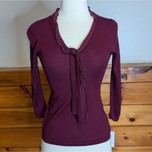 Banana Republic Burgundy Tie-Front Blouse
